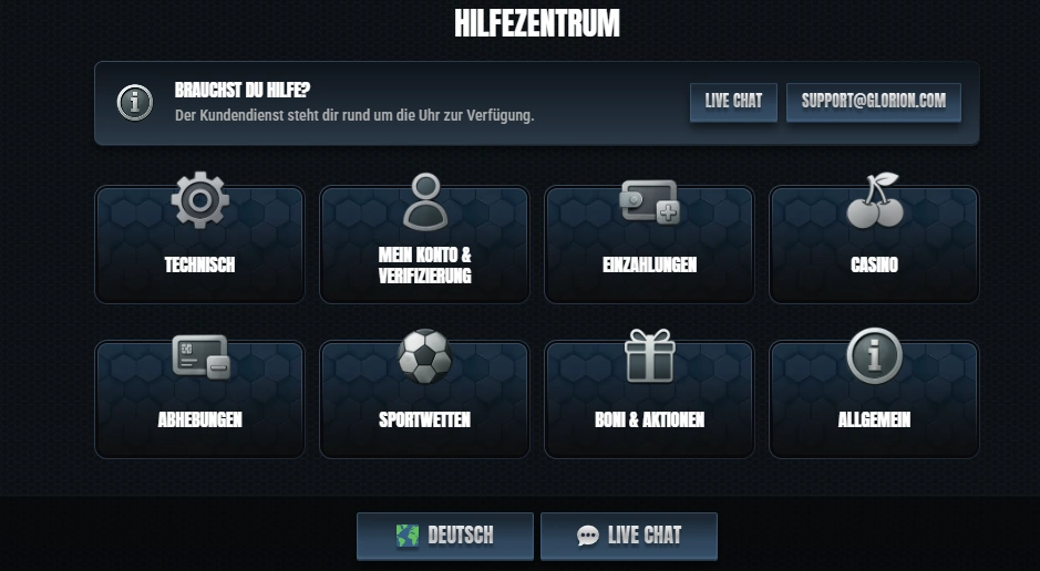 glorion casino hilfezentrum