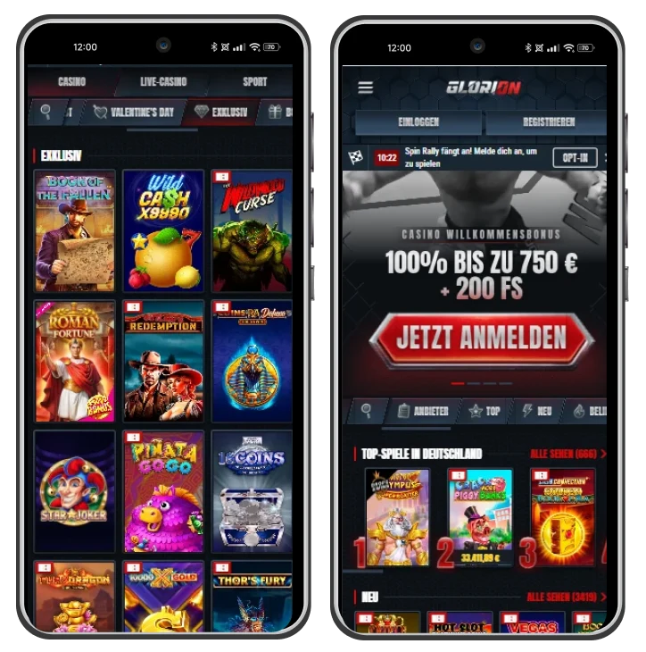 glorion casino mobversion